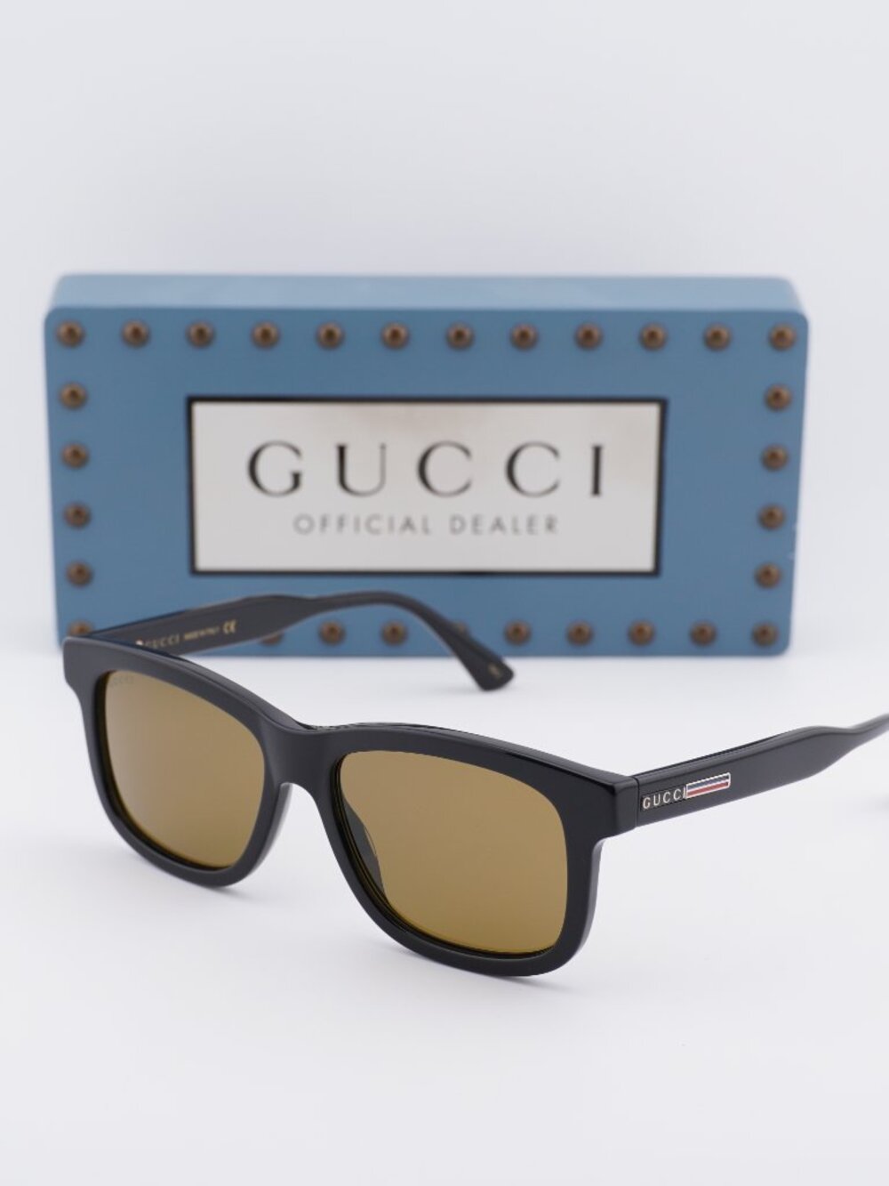 Gucci GG0824S 006 Men Rectangle Sunglasses - Black / Brown